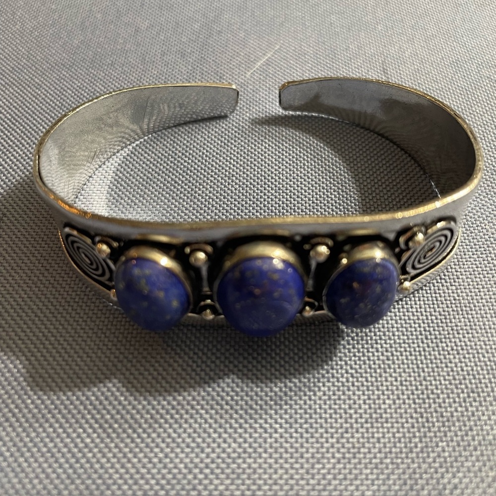 New Silver Cuff Lapis Bracelet from India